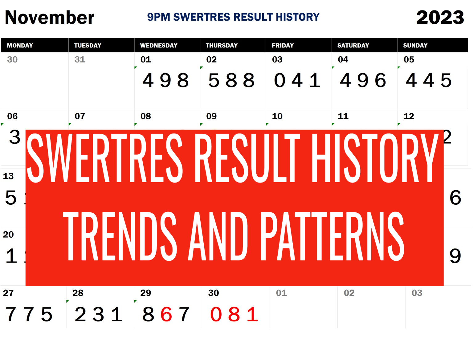 Swertres Result History November 2023 PCSO 9PM Draw Pinoy Centric